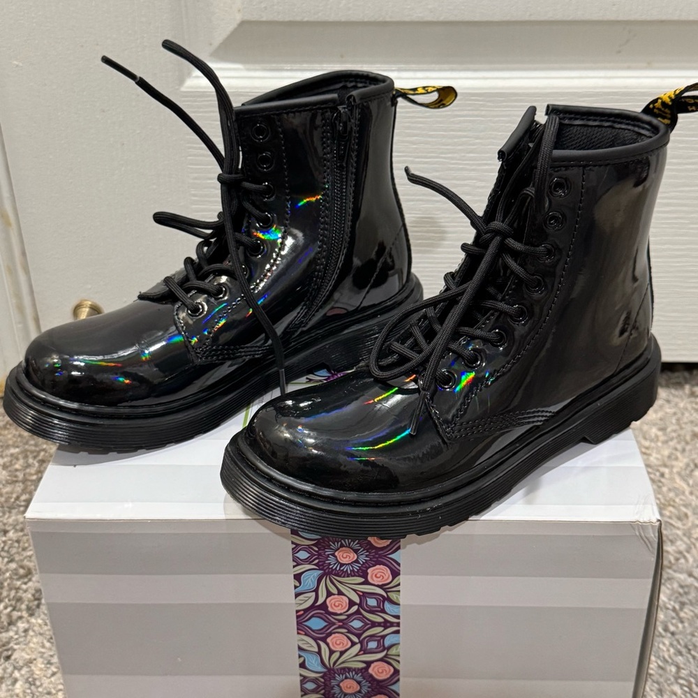 Dr. Martens Kids’ 1460 Black Rainbow Boot-$70
